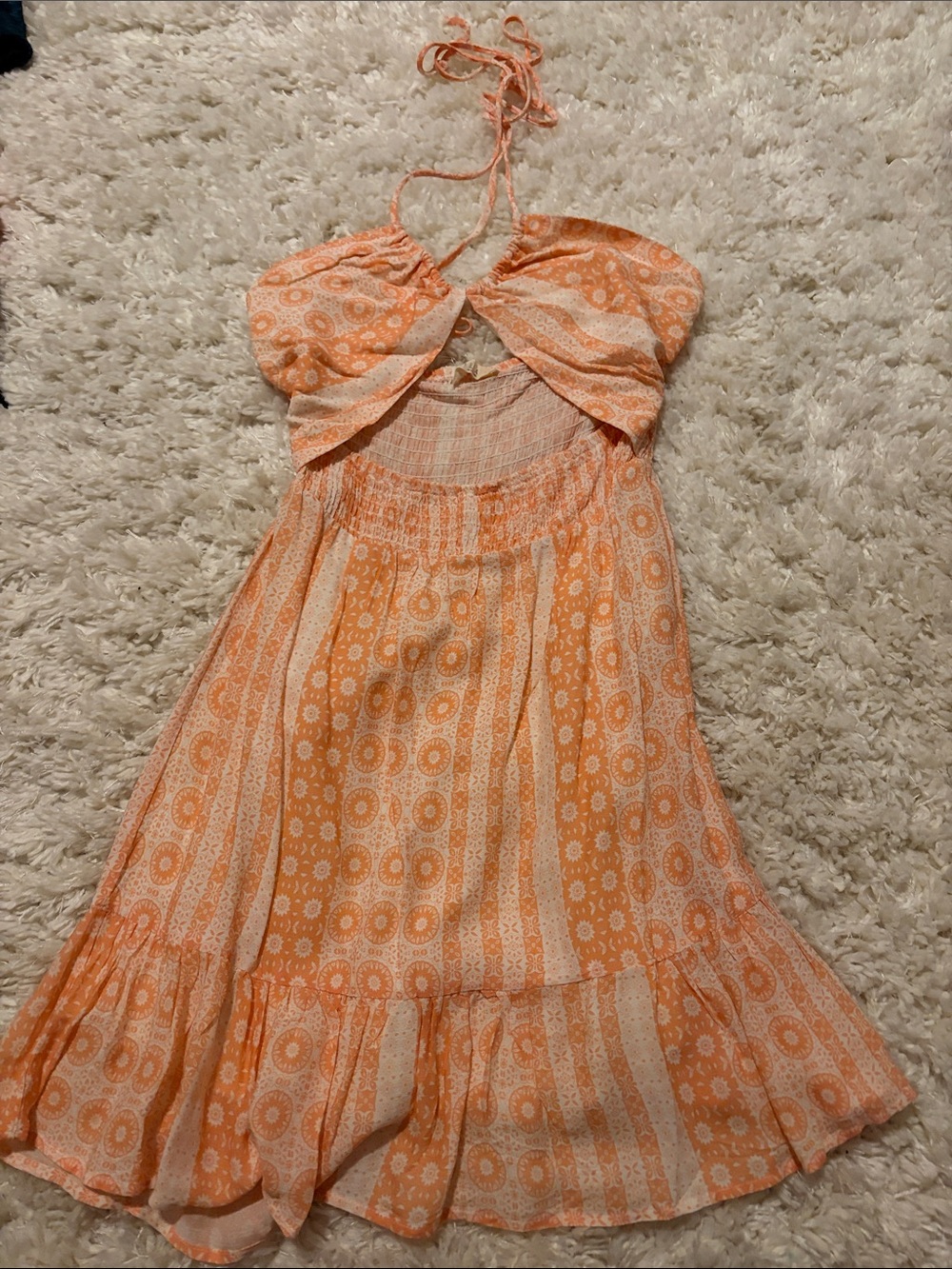 ILLA ILLA Peach-Orange Strapless Halter Dress